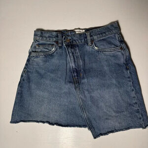 Reformation Jeans Ellie Asymmetric Blue Denim Mini Skirt women size 24